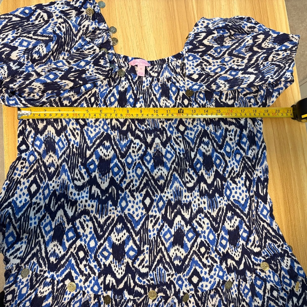 Lilly Pulitzer Delaney Tunic Dress Beckon Blue Off The Shoulder Resort Sz Medium - Picture 10 of 15